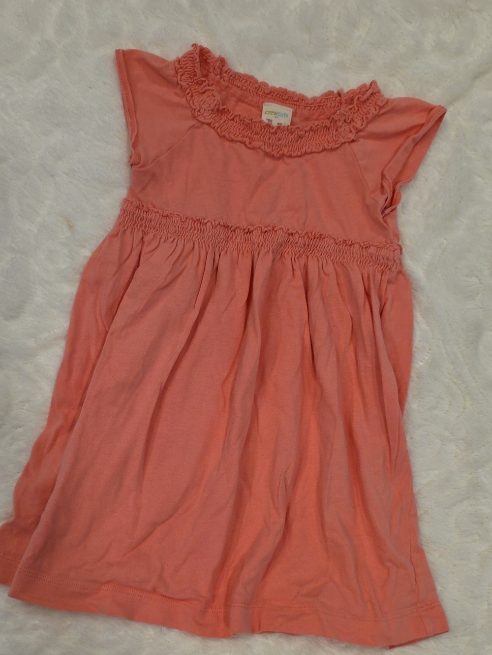 Crewcuts Coral Ruffled Smocked Yoke Dress